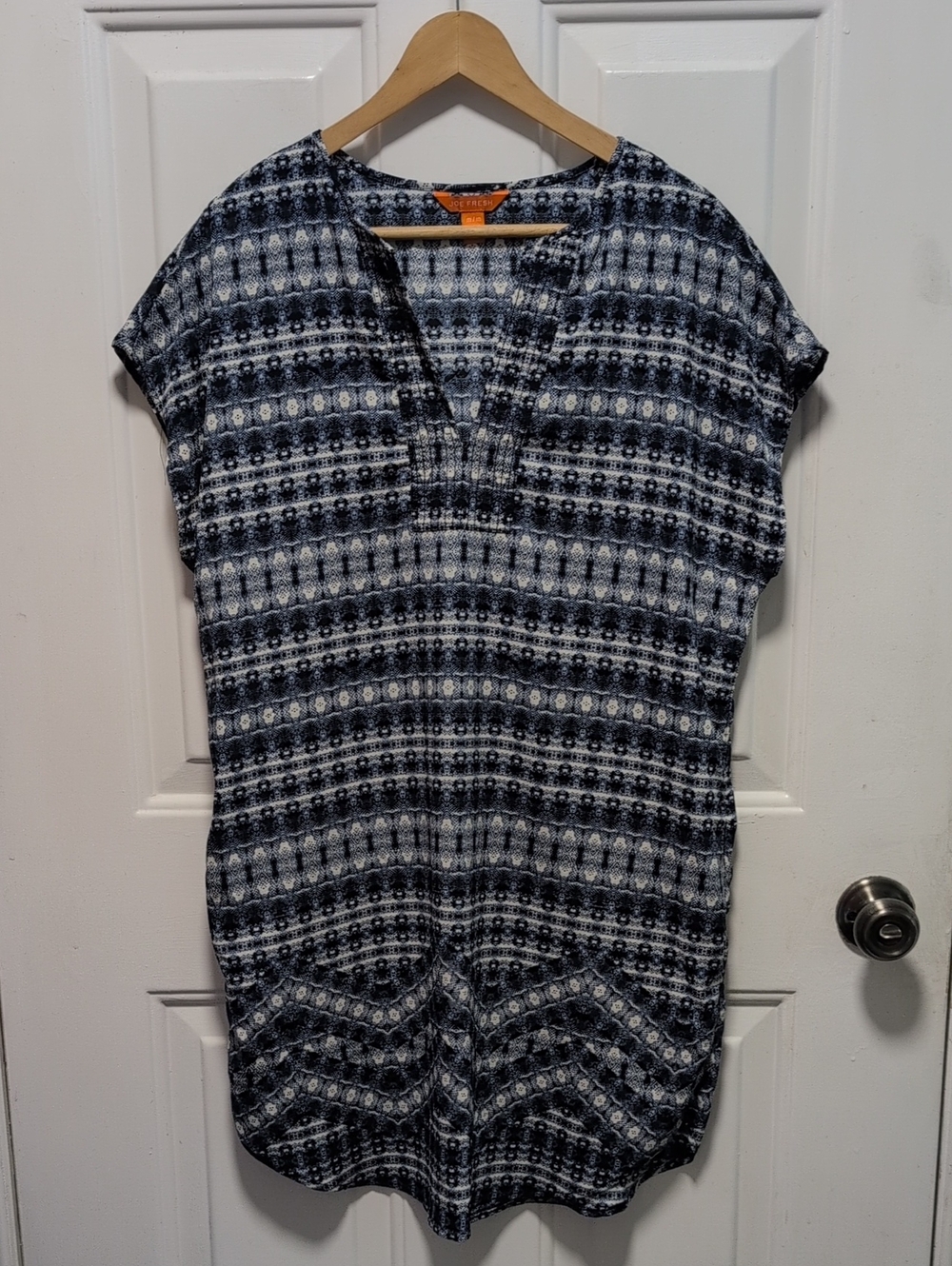 Joe Fresh Navy & White Short-Sleeve Patterned Tunic